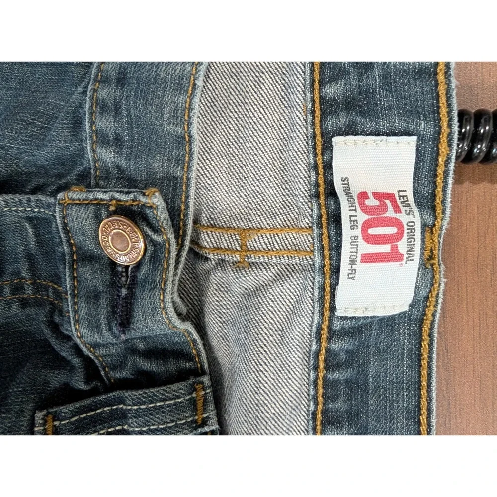 Levis 501 Original Straight Leg Button Fly Blue Jeans Mens 36x34